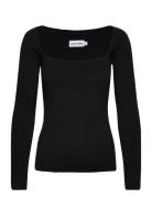 Rib Square-Neck Sweater Ls Black Calvin Klein