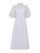 Slfviolette 2/4 Ankle Broderi Dress B White Selected Femme