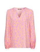 Crepe Blouse With All-Over Pattern Pink Esprit Collection