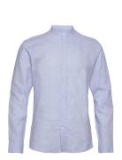 Mandarin Linen Blend Shirt L/S Blue Lindbergh
