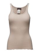 Belle Silk Top W/ Elastic Band Beige Rosemunde