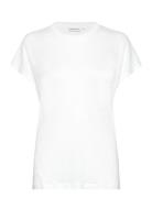 Linen Jersey C-Neck Top Ss White Calvin Klein