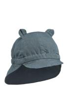 Gorm Linen Sun Hat With Ears Blue Liewood