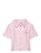 Mindy Monogram Towelling Short Sleeve Shirt Pink Juicy Couture