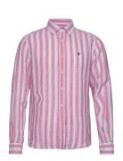 Happy Linen Stripe Bd Shirt Pink Morris
