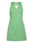Cotton Suiting Mini Dress Green Ganni