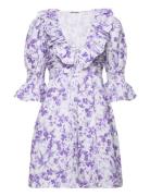 Linen V-Neck Dress Purple By Ti Mo
