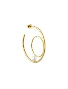 Peal Drop Circle Hoop Gold Plated Gold Design Letters