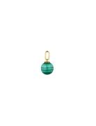 St Drop Charm 8Mm Gold Green Design Letters