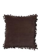 Cushion Cover Velvet Cotton W Fringe Brown C'est Bon