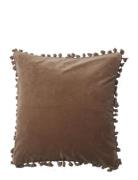 Cushion Cover Velvet Cotton W Fringe Brown C'est Bon