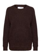 Slflulu Ls Knit O-Neck B Noos Brown Selected Femme