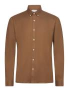 Yarn Dyed Oxford Superflex Shirt Brown Lindbergh