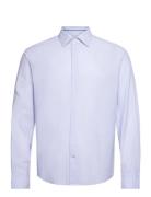 Cotton Seersucker Shirt With Multiple Stripes Blue Mango