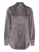 Onlvictoria Ls Loose Satin Shirt Nooswvn Grey ONLY