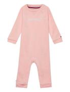 Baby Curved Monotype Coverall Pink Tommy Hilfiger