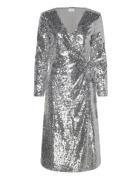 Vijuliana L/S Wrap Midi Sequins Dress/Ka Silver Vila