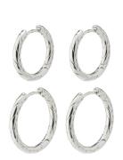 Love Hoop Earrings 2-In-1 Set Silver Pilgrim