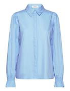 Shirt W/ Smock Detail Blue Rosemunde