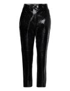 Faux Croc Patent Leather Pants Black Karl Lagerfeld