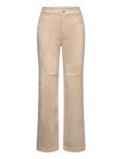 Suede Trousers With Seam Detail Beige Mango