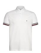 Monotype Flag Cuff Slim Fit Polo White Tommy Hilfiger