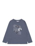 Printed Long Sleeve T-Shirt Blue Mango