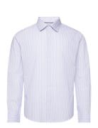 Stretch Fabric Slim-Fit Striped Shirt Blue Mango