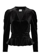 D6Smoke Velvet Peplum Top Black Dante6