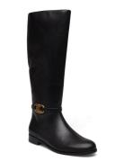 Bridgette Burnished Leather Tall Boot Black Lauren Ralph Lauren