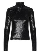 Sequined Jersey Turtleneck Black Polo Ralph Lauren