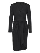 Ruched Stretch Jersey Surplice Dress Black Lauren Ralph Lauren