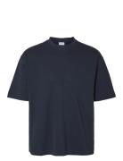 Slhlooseoscar Ss O-Neck Tee Noos Navy Selected Homme