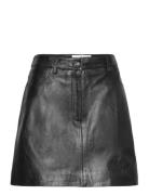 Slfbeatrice Mw Mini Leather Skirt B Black Selected Femme