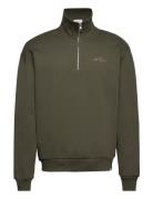 Crew Half-Zip Sweatshirt Khaki Les Deux