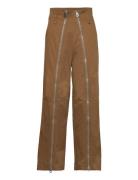 Zip-Detail Trousers Brown Hope