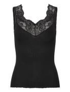 Silk Top W/ Lace Black Rosemunde