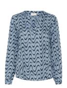 Kamira Plain Weave Shirt Printed Blue Kaffe