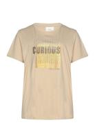 Carmiko Life Curious Ss Boxy Tee Jrs Beige ONLY Carmakoma