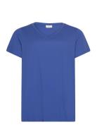 Carbonnie Life S/S V-Neck A-Shape Tee Blue ONLY Carmakoma