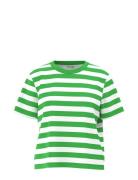 Slfessential Ss Striped Boxy Tee Noos Green Selected Femme