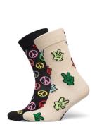 2-Pack Peace Socks Gift Set Beige Happy Socks