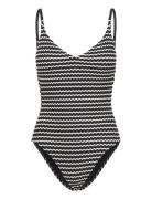 Mesh Effect V Neck Piece Black Seafolly