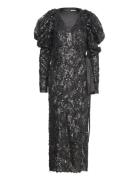 Sequins Midi Wrap Dress Black ROTATE Birger Christensen