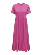 Onlmay Life S/S Peplum Calf Dress Jrs Pink ONLY