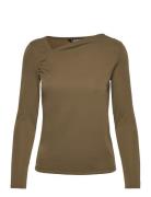 Asymmetrical Stretch Jersey Top Khaki Lauren Ralph Lauren