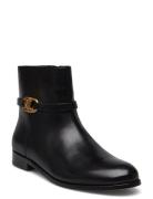 Briela Burnished Leather Bootie Black Lauren Ralph Lauren