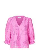 Slfcathi-Sadie 3/4 Top Ff Pink Selected Femme