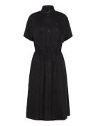 Linen Ss Midi Shirt Dress Black Tommy Hilfiger