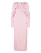 Satin Midi Wrap Dress Pink ROTATE Birger Christensen